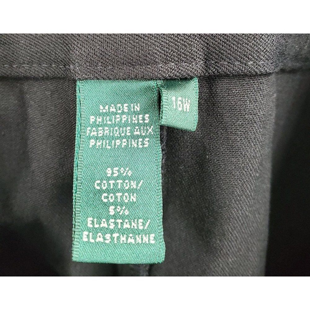 Lauren Ralph Lauren Pants Womens Cotton Front Zip Pockets Black Size 16W - Picture 7 of 9
